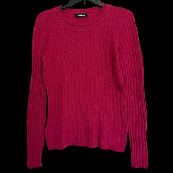 NAADAM Pink Cashmere Ribbed Knit Sweater Top Size L Quiet Luxury Old Money - Picture 1 of 7